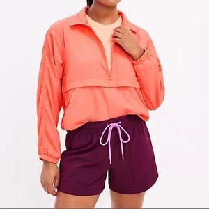 Lou & Grey Jacket Windbreaker Womens Medium Coral Neon Half Zip Lightweight